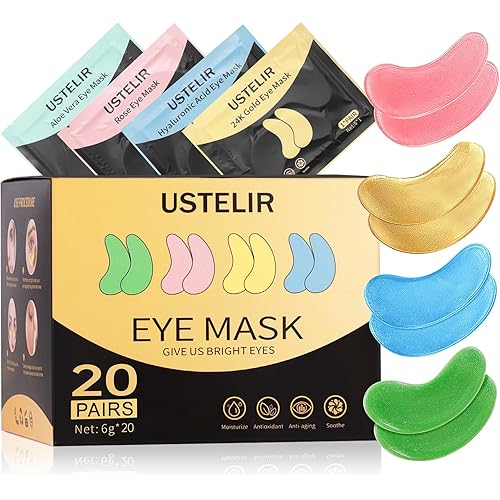 Under Eye Patches, 20 Pairs Eye Mask for Dark Circles,Puffy Eyes,Undereye Bags,Wrinkles,Eye Mask Patches with Hyaluronic Acid, 24K Gold,Rose & Aloe Vera,Eye Treatment Skin Care for Men & Women Gift