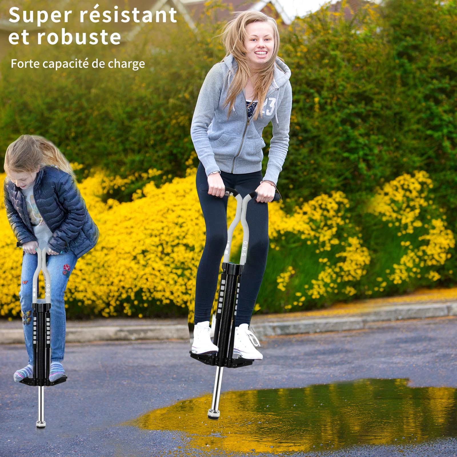 ISE Bâton Sauteur Enfant, Baton de Saut, Baton Sauteur Enfant, Jeux d'Extérieur, Divertissement Parents-Enfants et Jeux Amusants, Jouets d'Extérieur pour Enfants, SY-ST005 (Gris) Cadeaux de Fêtes