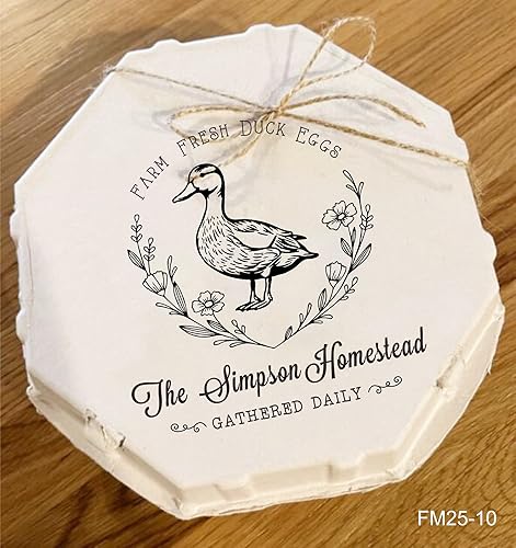 Miniatura 3 de Personalized Farm Fresh Eggs Ranch Carton Stamps Duck Eggs Gathered Daily Stamper Wooden Rubber Stamp (2.5x2.5 inches)