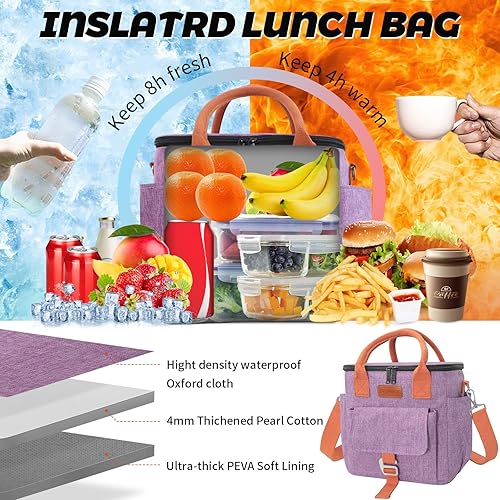 Miniatura 3 de Bolsa de almuerzo Joymee para mujeres, lonchera grande aislada para mujeres, bolsa de almuerzo impermeable para el trabajo, bolsa de almuerzo