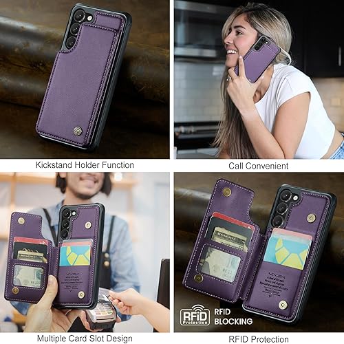 Miniatura 3 de Funda para Samsung Galaxy S23 Plus con tarjetero, para Samsung S23 Plus Funda tipo cartera para mujeres y hombres con bloqueo RFID, funda duradera a