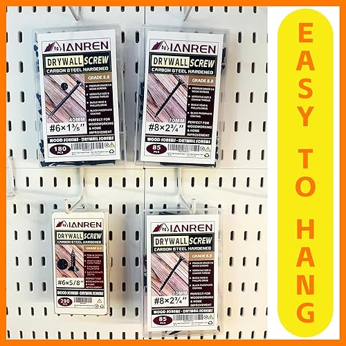 Miniatura 7 de 220 tornillos Phillips de cabeza plana de alta resistencia de grado 8#6 x 1 15 pulgadas (1.181 in), tornillos para paneles de yeso, cabeza de