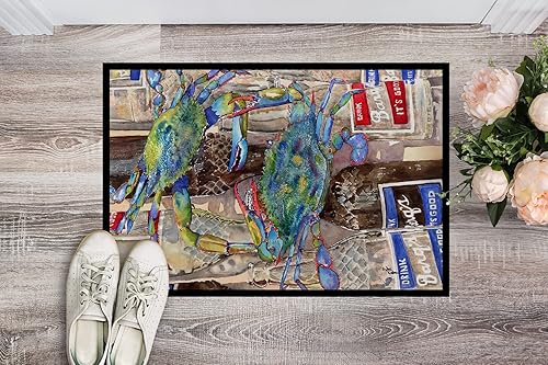 Miniatura 2 de Caroline's Treasures 8914JMAT - Felpudo de 24 x 36 pulgadas, diseño de botellas de cangrejo, color azul de Barqs, tapete para puerta delantera, para