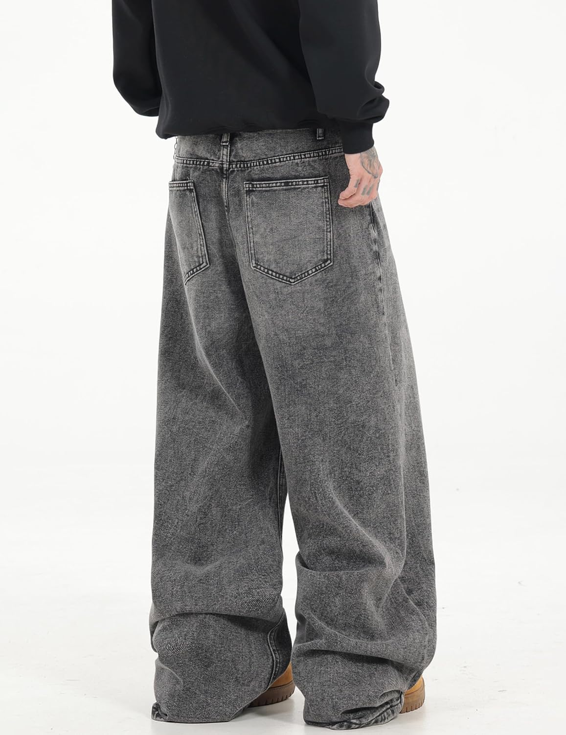 Men's Baggy Jeans Loose Fit Denim Pants Mid Waist Trousers Wide Leg Skater Jeans Y2K Streetwear - Image 4