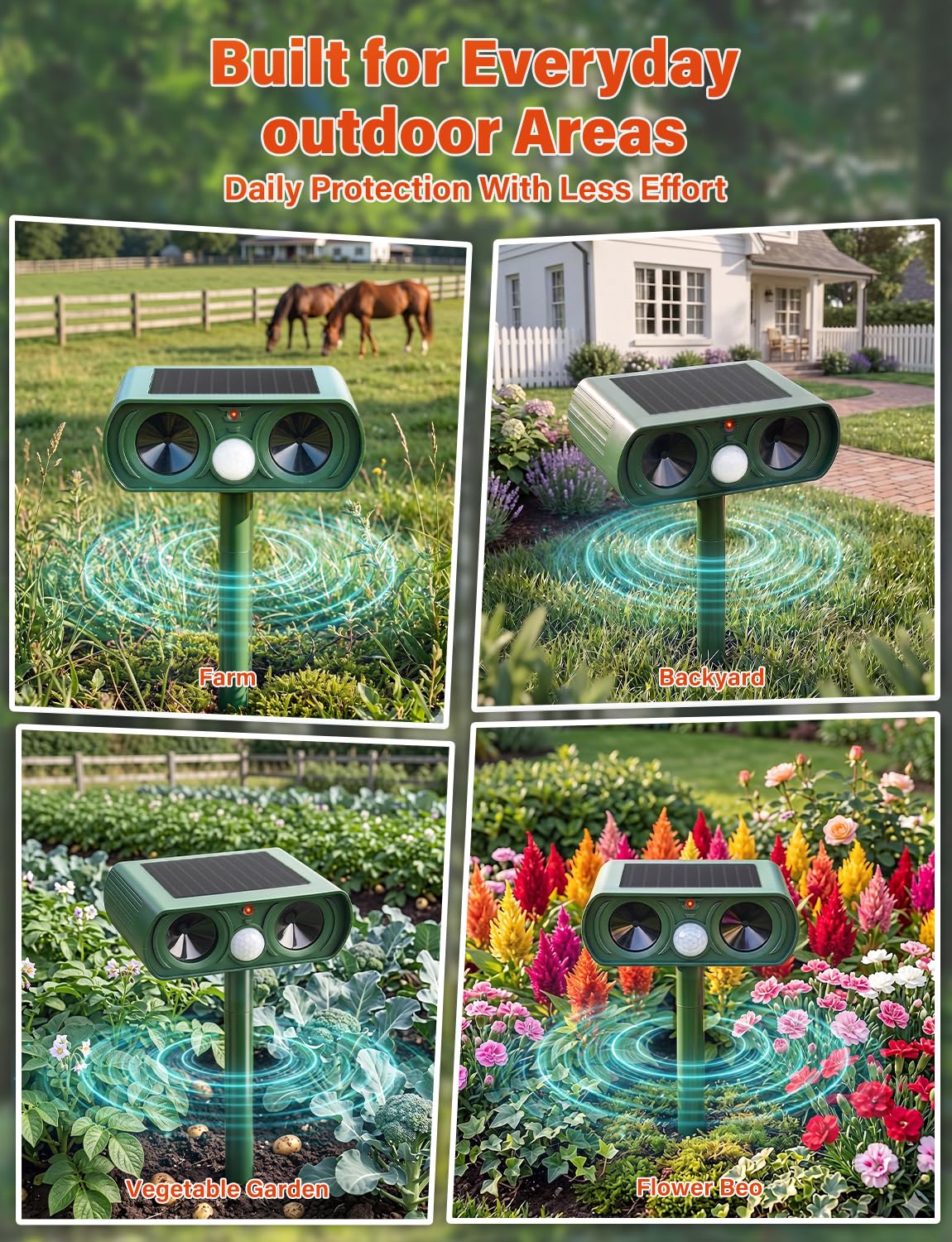 Ultrasonic Cat Repellent for Gardens Uk with AI Variable Frequency, PIR Motion Sensor & Flashing Light - Image 7