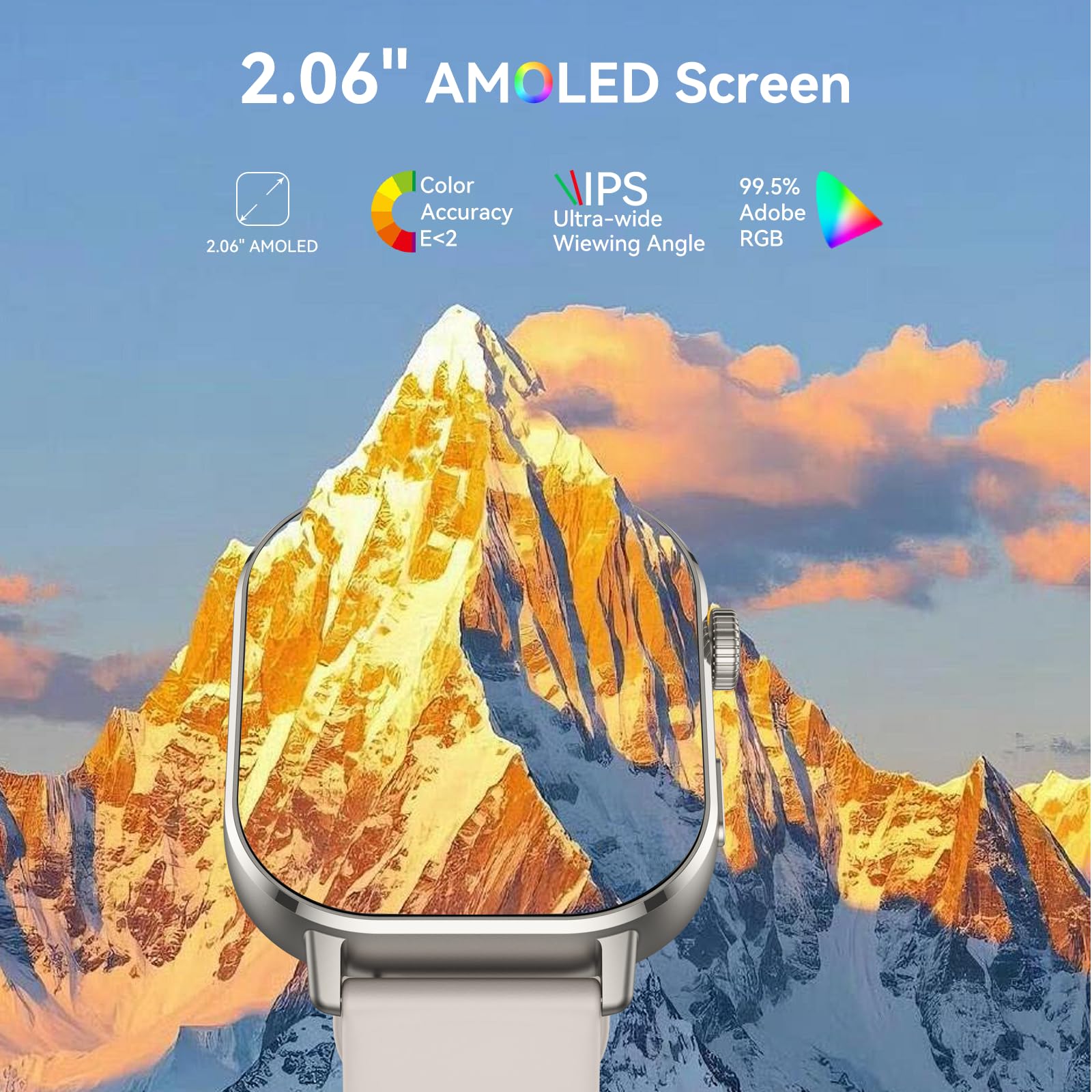Orologio intelligente con GPS, schermo AMOLED da 2,0 pollici, per uomini e donne (rispondere/effettuare chiamate), 178+ orologio sportivo fitness con frequenza cardiaca/monitoraggio del sonno/SpO2