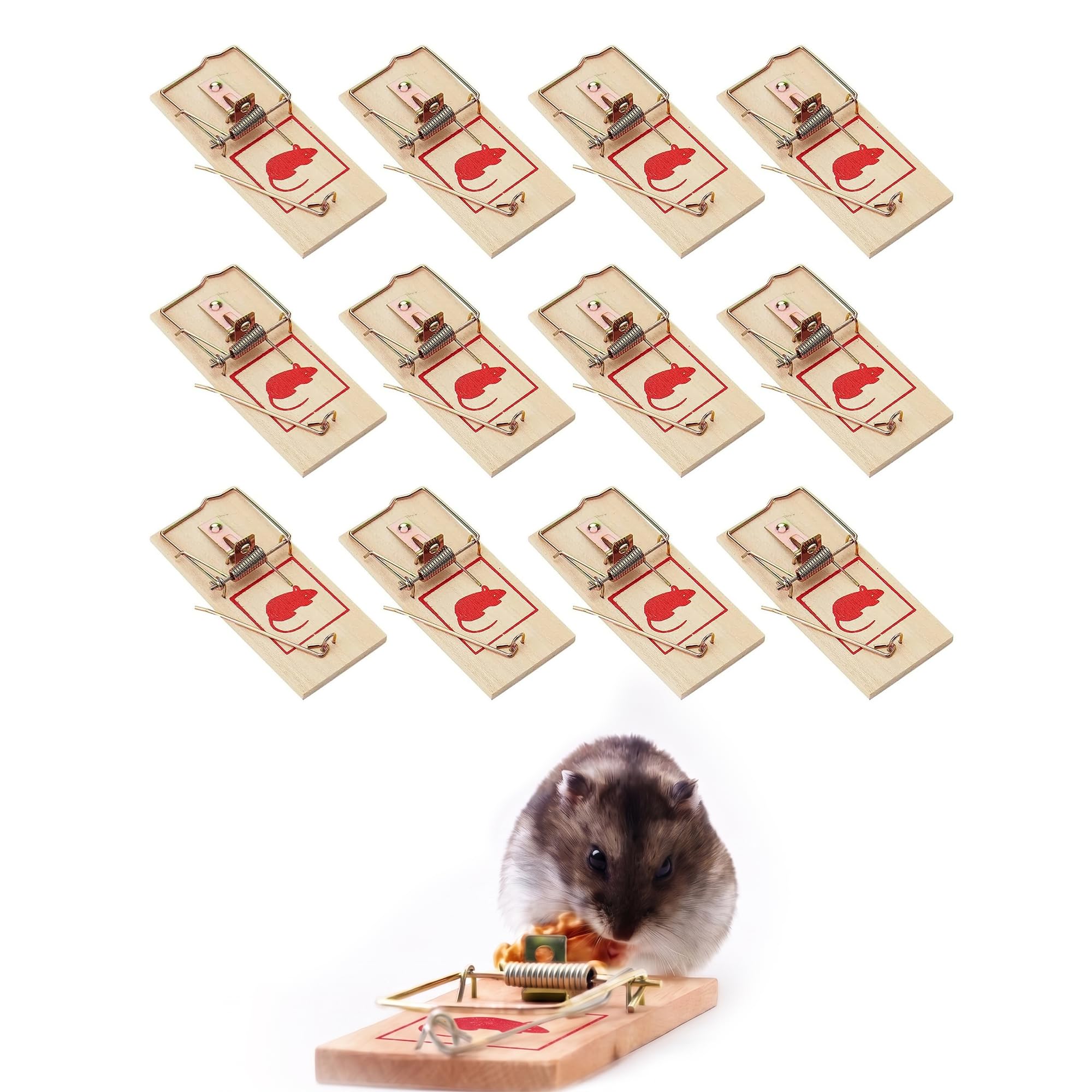 Lizzy 12pc Wooden Mouse Traps | urable Reusable Snap Traps Mice Catcher for Mice and Mousetrap Rodent Control | Effective for Indoor Use in Homes and Offices Pest-Free Environment