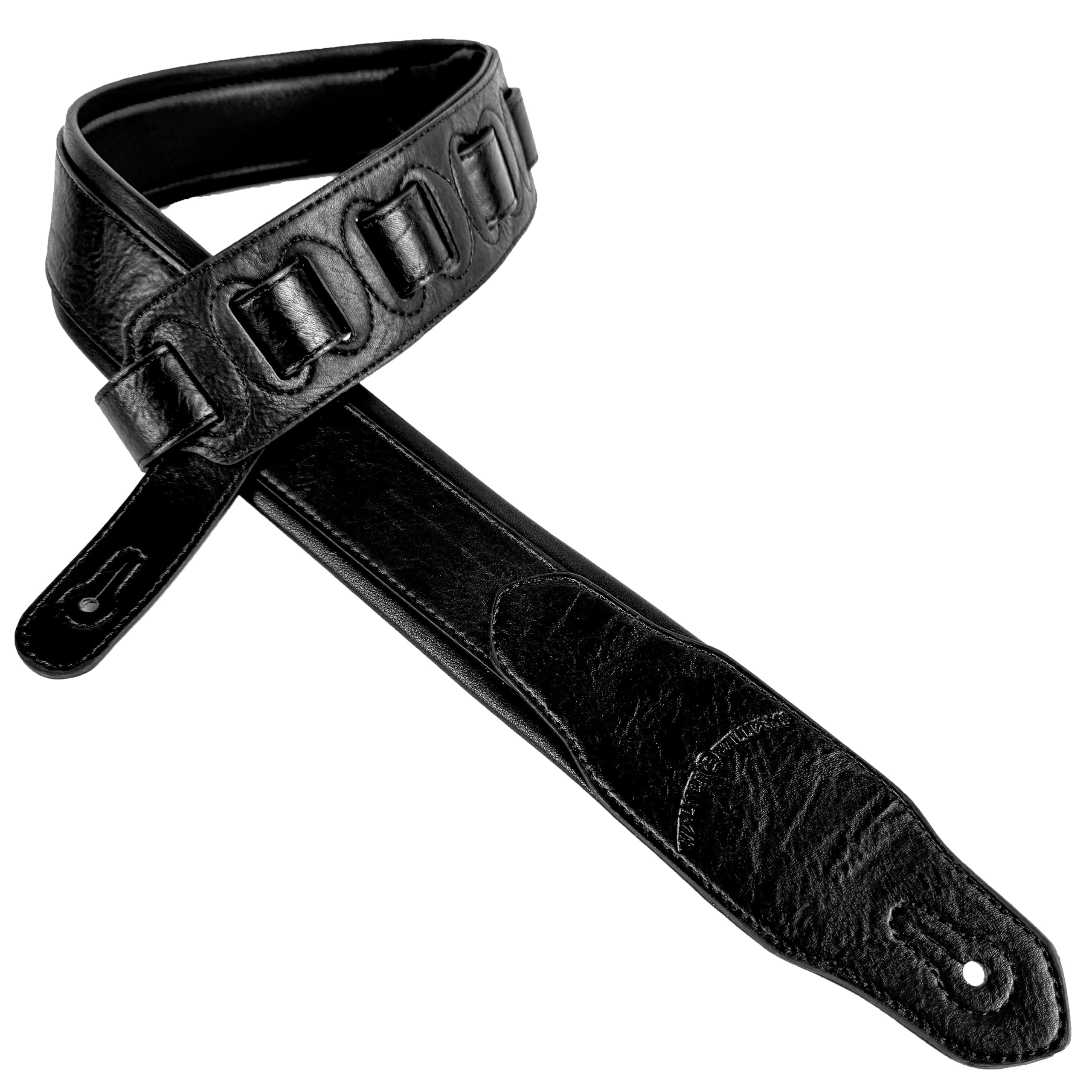 Walker & Williams g-105 schwarz auf schwarz Gitarre mit gepolstertem Handschuh Rückseite Leder