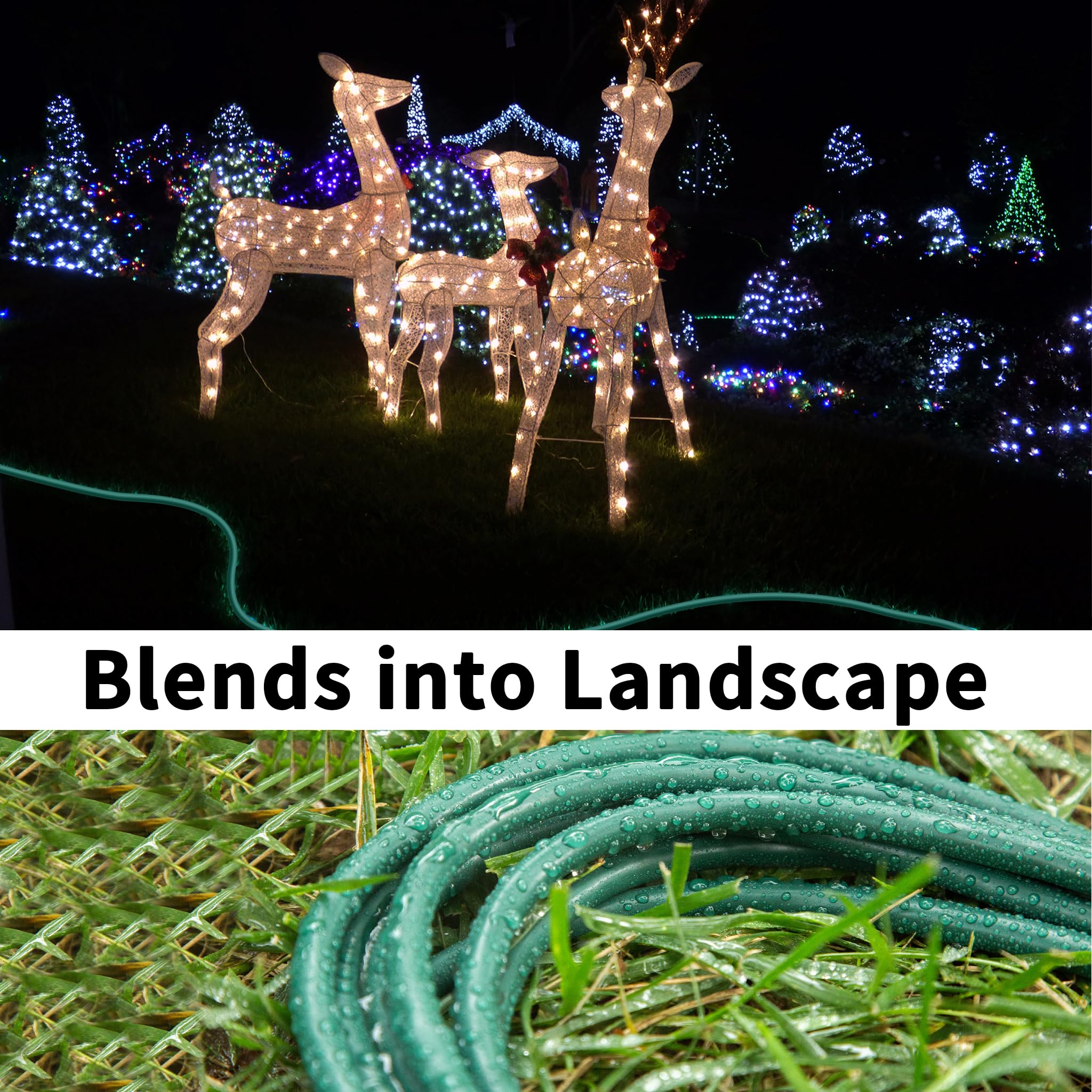 huanchain Cable de extensión verde para interiores y exteriores,resistente al agua, calibre 16/3, flexible, resistente al frío, 13 A, 1625 W, 16 AWG, SJTW, cable eléctrico de 3 clavijas,ETL HUANCHAIN