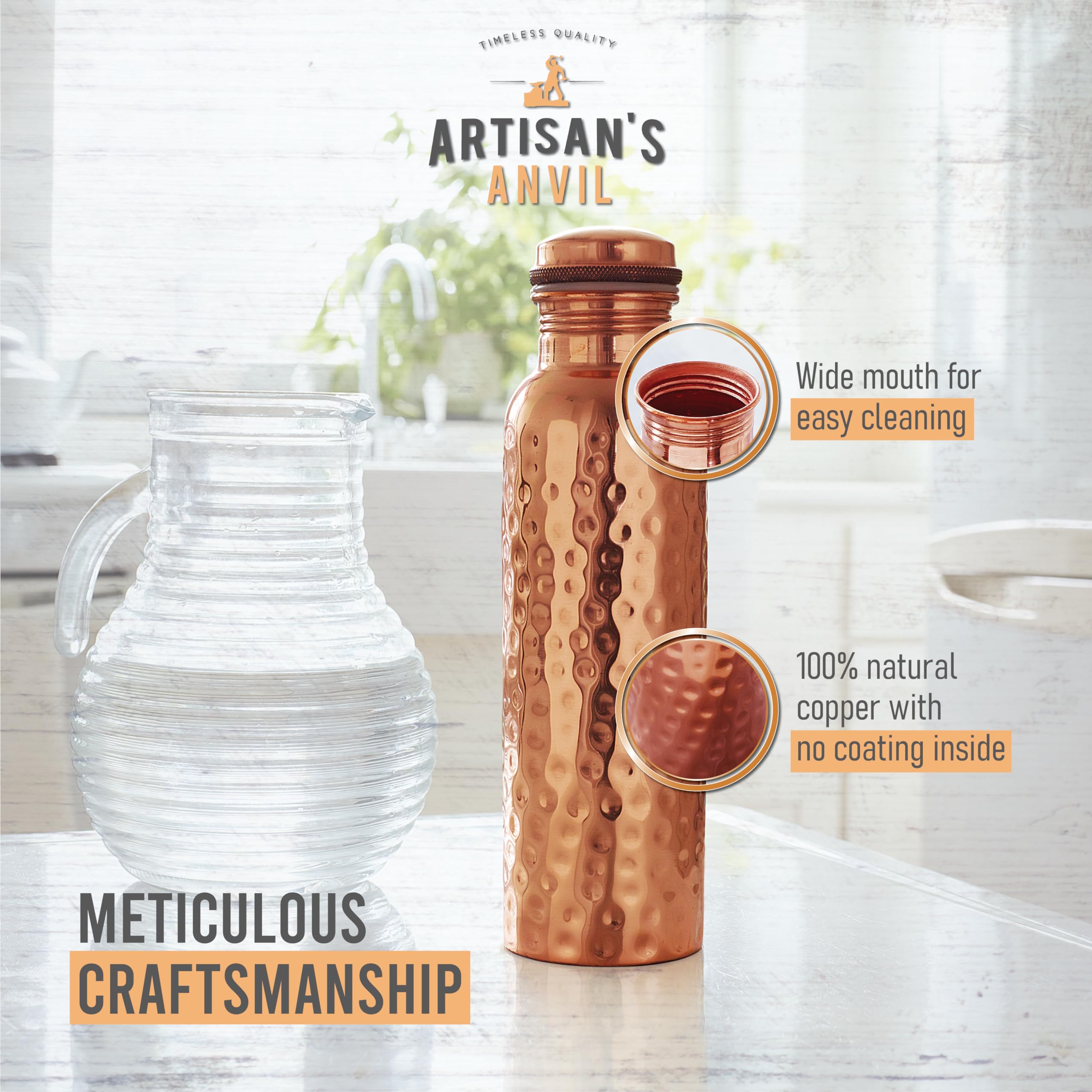 Amazon.com: Artisan's Anvil Copper Water Bottle - 32oz - Versatile