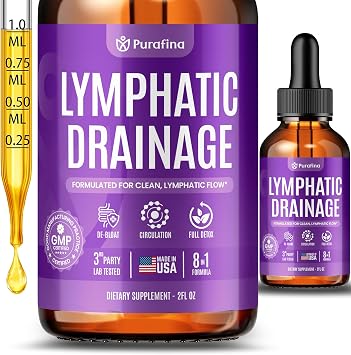 Organic Lymphatic Drainage Drops with Cleavers I Red Root I Burdock I Ginger I Dandelion I Soursop I Black Seed Oil I Ashwagandha Lymph System Support Detox - Liver Cleanse Supplement 1 Bottle