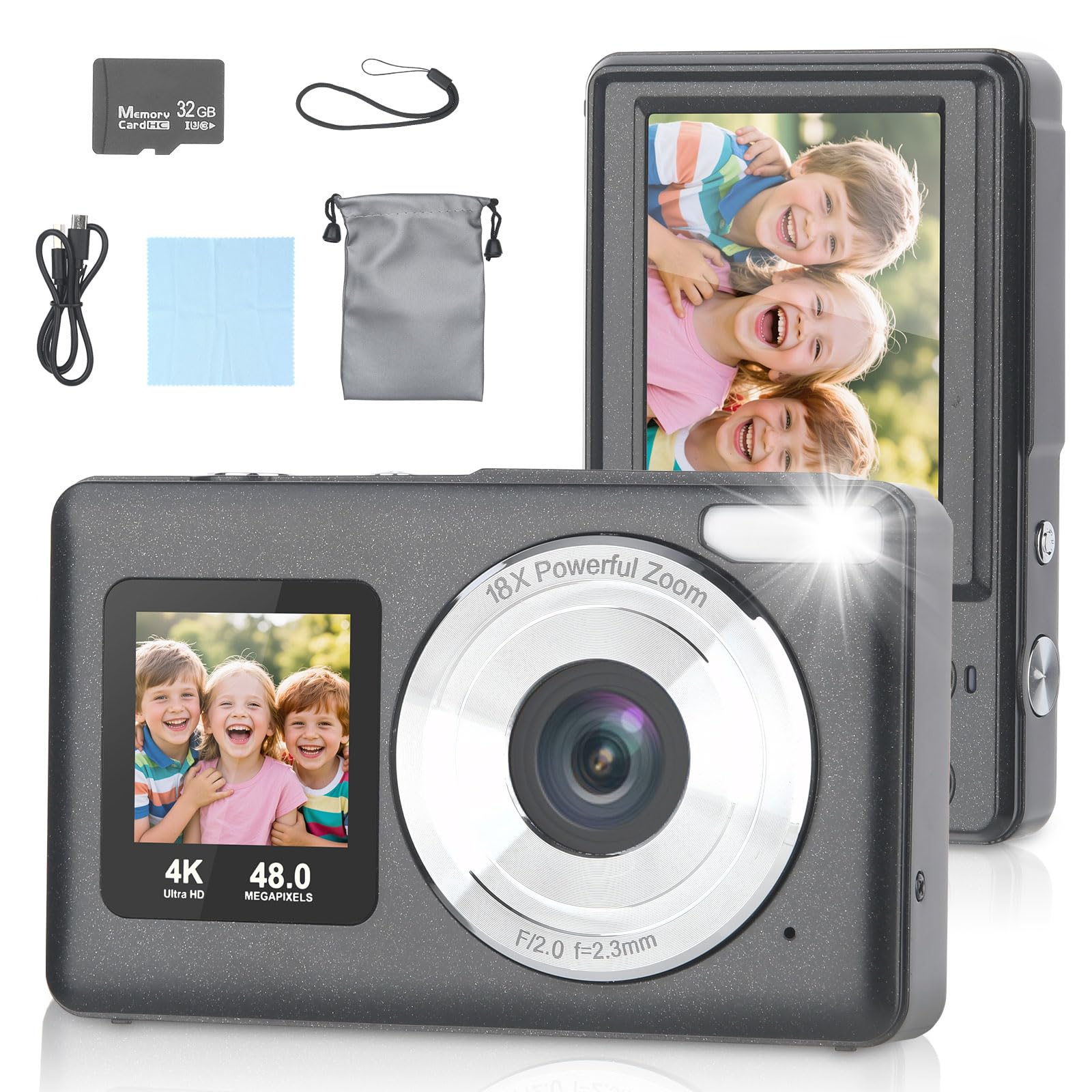 Appareil Photo Numérique Double Écran Vlogging USB-C