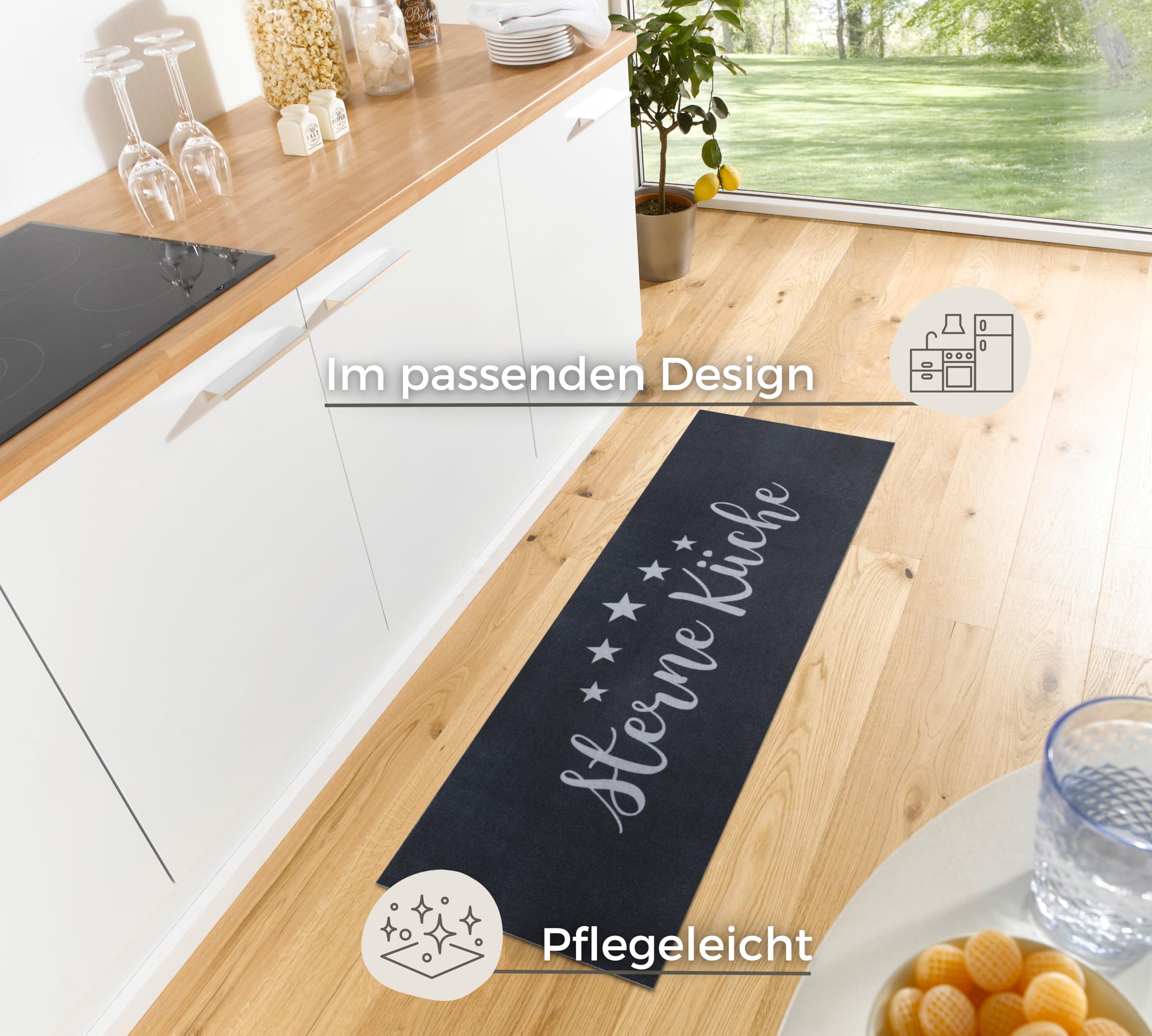 Hanse Home Cook & Clean Küchenläufer – Küchenteppich Sterneküche Motiv Teppichläufer rutschfest Pflegeleicht Teppich Läufer für Küche, Flur, Eingangsbereich, Esszimmer – 50x150cm