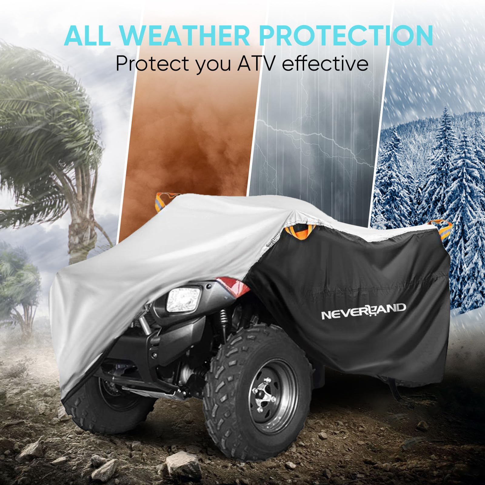 NEVERLAND ATV pokrowiec wodoodporny wytrzymały 4x4 czterokołowe pokrowce na wszystkie warunki pogodowe 82" 4 Wheeler pokrowiec przeciwdeszczowy do przechowywania na zewnątrz dla Polaris Sportsman