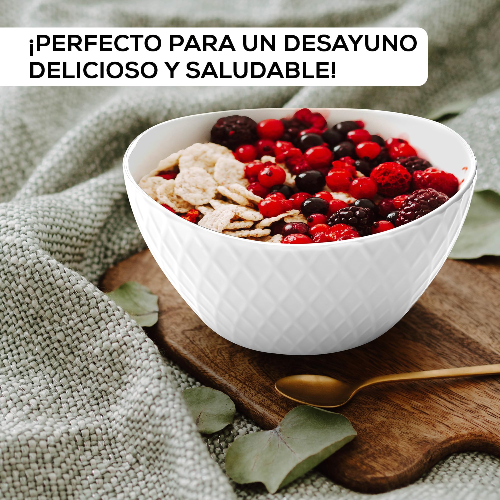 MIAMIO - 6 x 27 onzas - Juego de tazones y cuencos para cereales - Cuencos modernos mate - Colección Palmanova (azul)