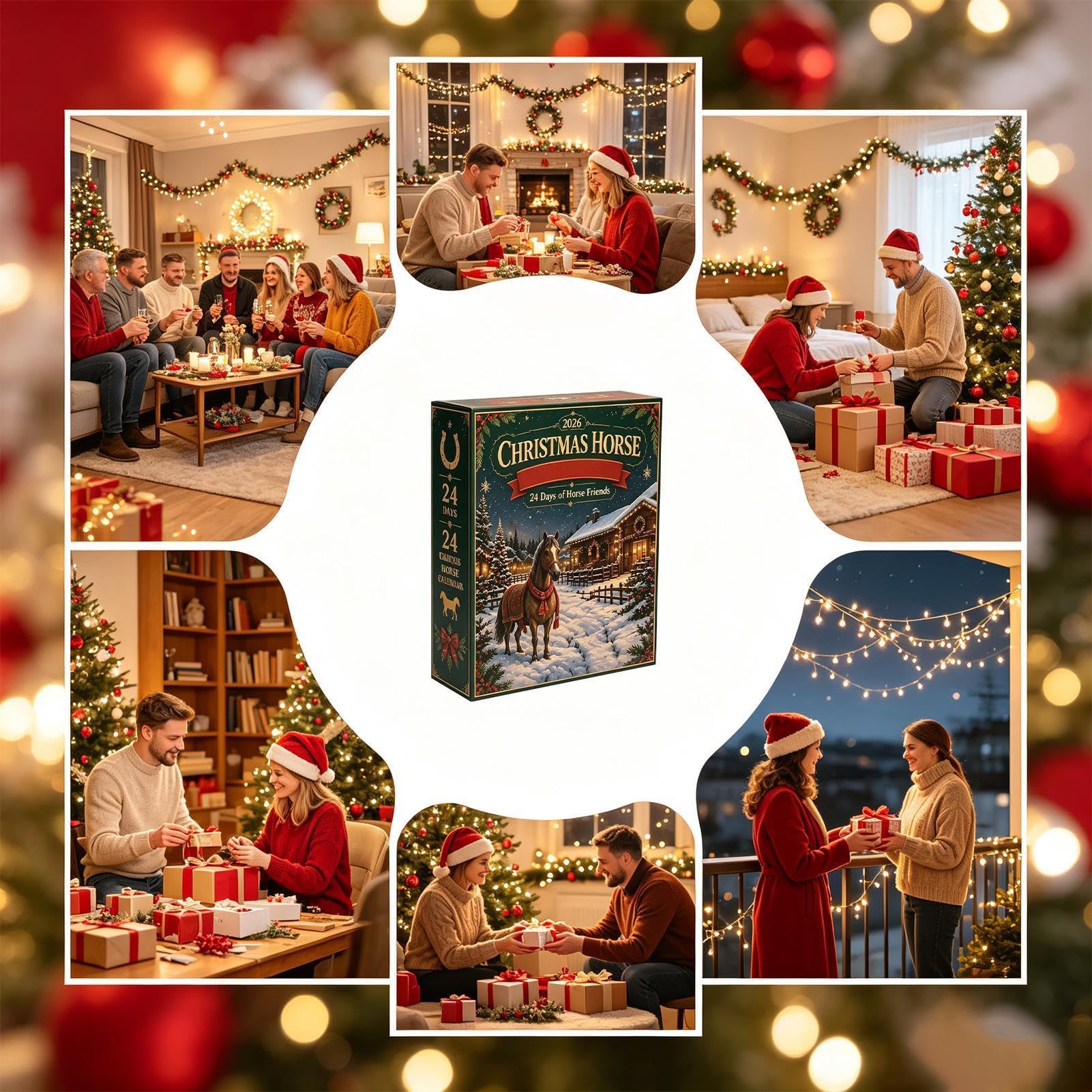 Conto alla rovescia per Natale Calendario 3D a forma di cavallo figurine