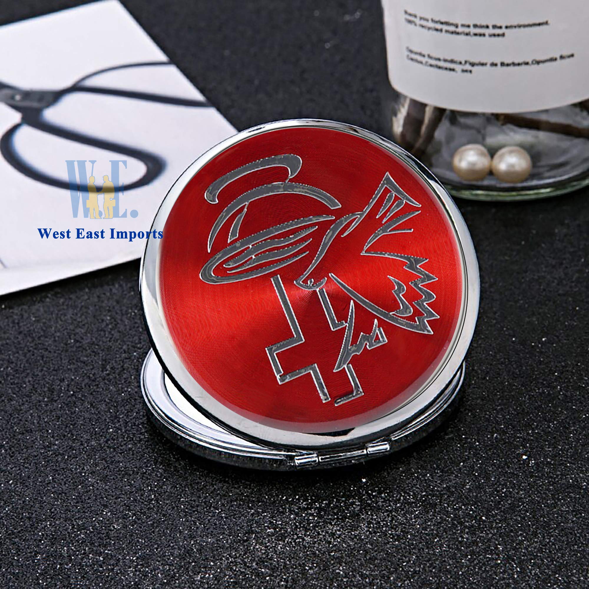 12 PCS Red Compact Mirror with Dove Design - Confirmation Favors/Religious Event/Purse Makeup Mirrors in Decorated Gift Bags (red-1)