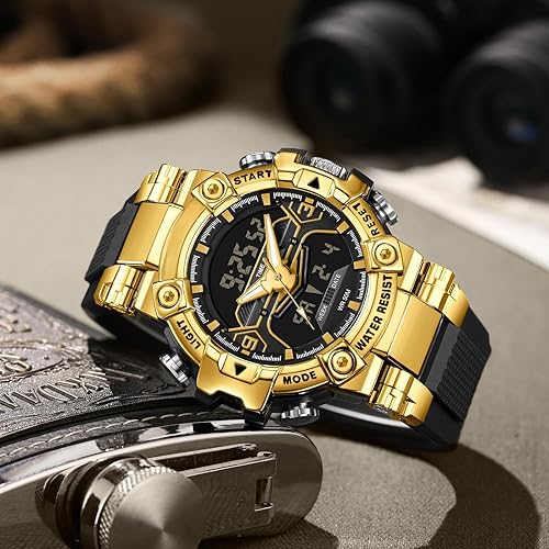 Miniatura 2 de findtime Relojes de diseñador genial para hombre, color azul, gran cara, relojes para hombres, electrónico único, deportivo, militar, audaz, para