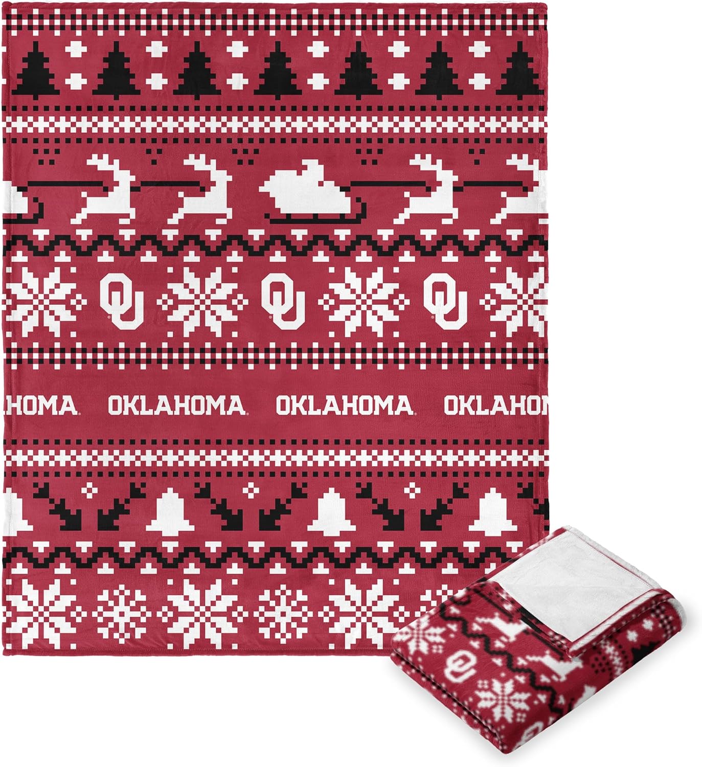 NORTHWEST NCAA Oklahoma Sooners, Xmas Time, Silk Touch Throw Blanket, 50 x 60 Inches