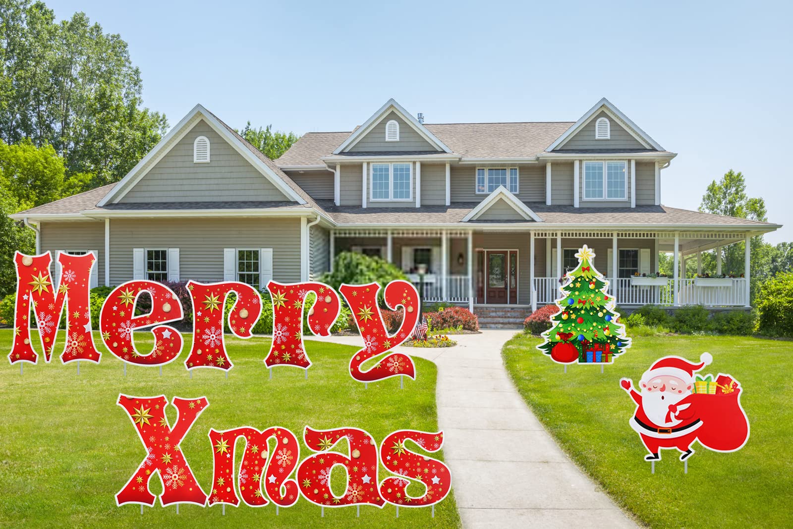 Letreros de Navidad con estacas – 11 decoraciones de Feliz Navidad al aire libre jardín letrero decoración de césped invierno Wonderland Adornos