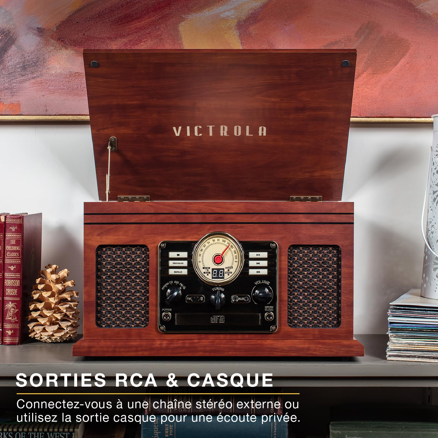 Victrola Classic Chaîne Stéréo 6-in-1 Platine Vinyle Bluetooth - Acajou