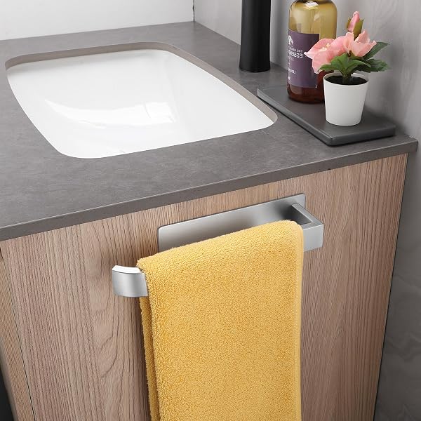 ALOCEO Toalleros de Baño sin Taladro Acero Inoxidable Toallero Adhesivo Plata 24cm - 3