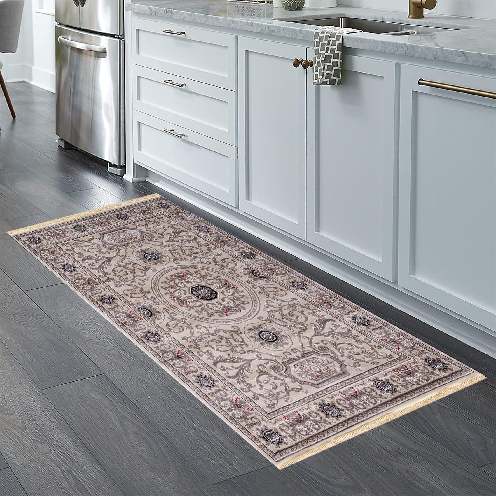 Tapis de sol extra long antidérapant et anti-fatigue pour bureau debout - Tapis de sol robuste en caoutchouc pour bureau - Gris - 60 x 440 cm