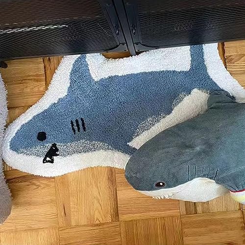 Miniatura 3 de Alfombras de baño con forma de tiburón de dibujos animados, absorbentes, antideslizantes, cómodas y lavables, tapete de ducha para fregadero de