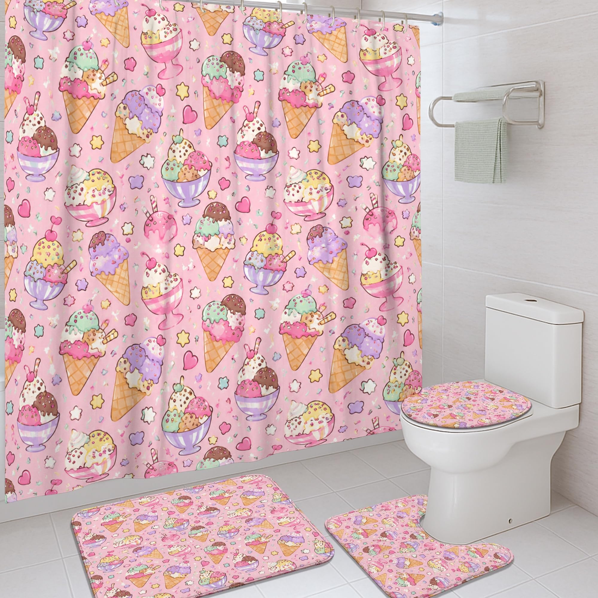 Rideau de douche de qualité supérieure en polyester épais à motif pêche d'été