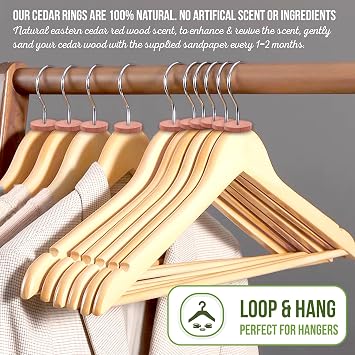 TYGA 56 Cedarwood Rings 100% Natural Moth Repellent