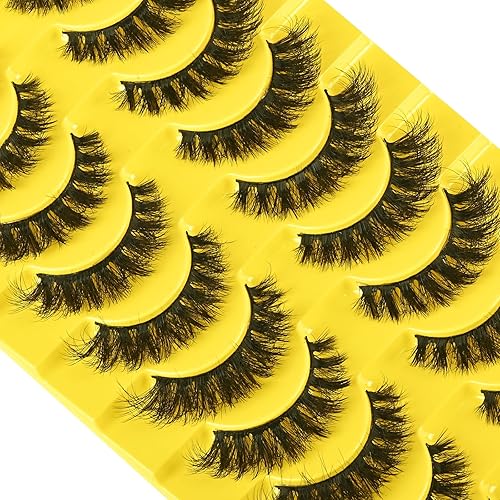 Miniatura 5 de Pestañas Postizas Cortas Tiras de Pestañas Completas de Visón 10 Pares Pestañas Esponjosas de Ojo de Gato Tiras de Pestañas Pestañas de Volumen