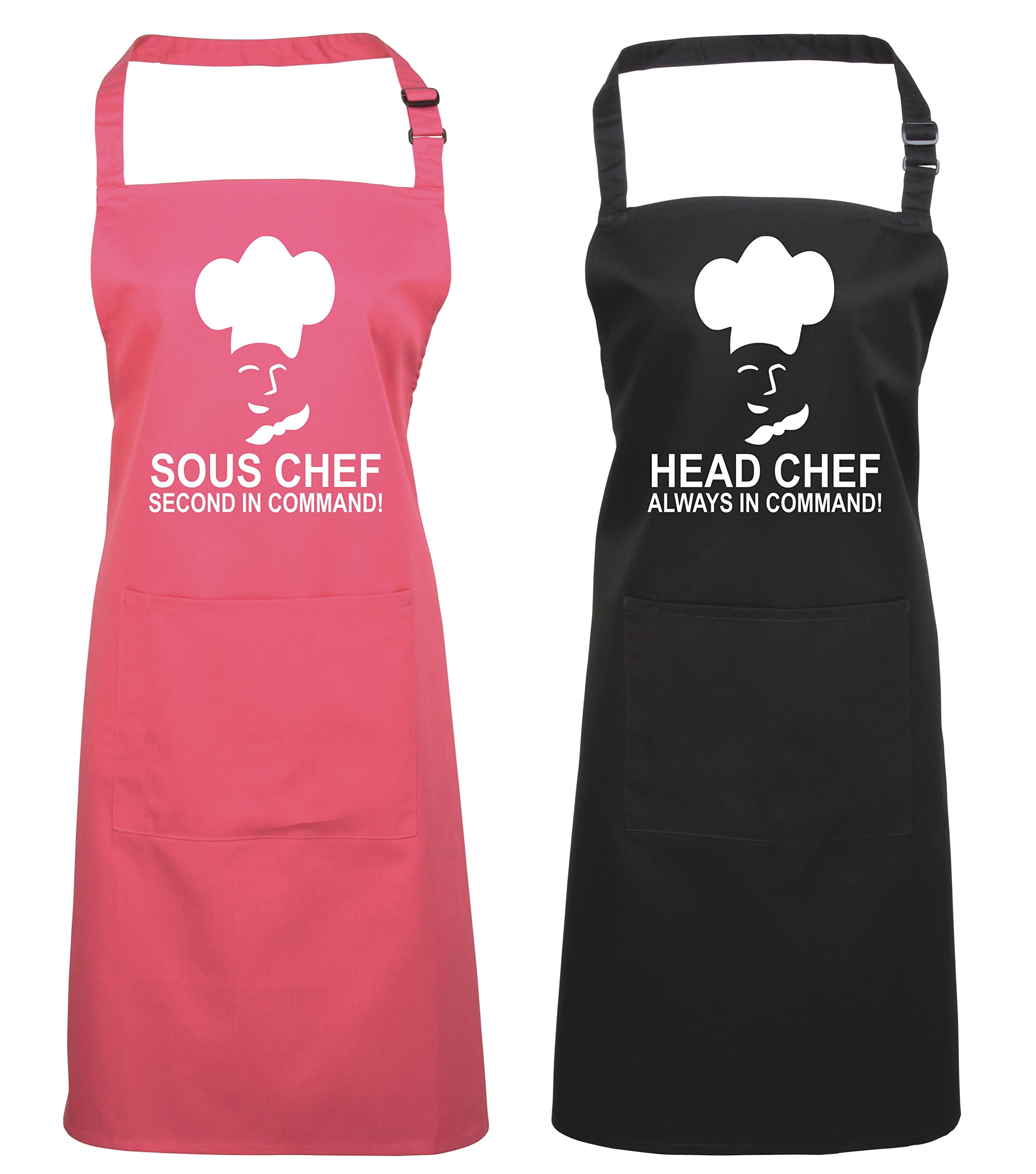 Edward Sinclair | Black | HEADCHEF | & Fuchsia | Sous Chef | Matching | Apron | Gift Set