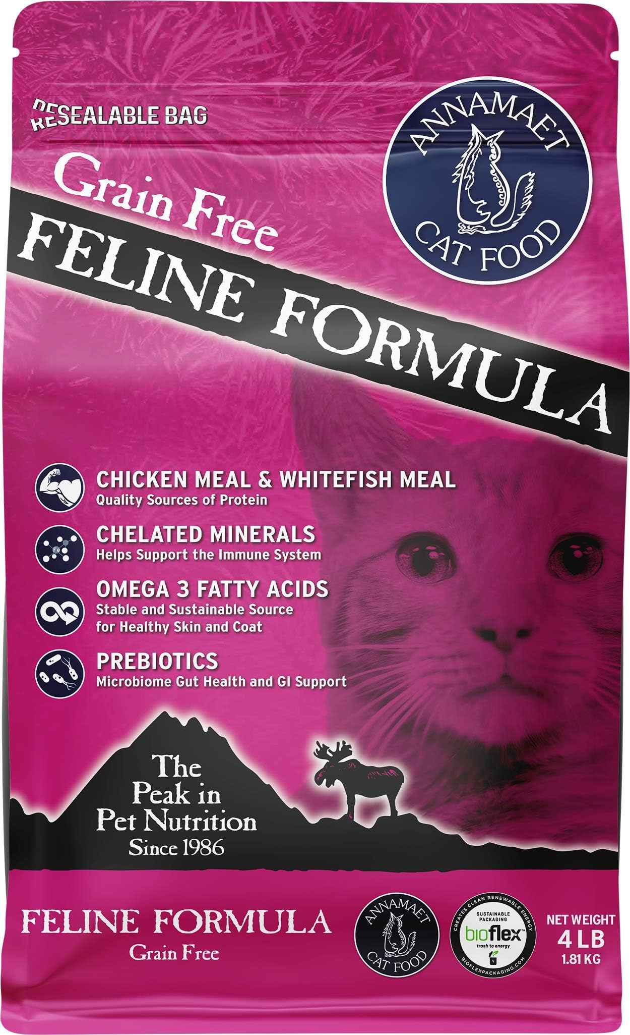 Annamaet Grain-Free Chicken & Fish Formula Dry Cat Food 4 Pounds