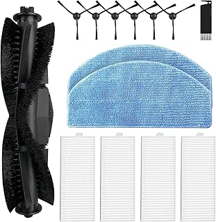 Jegehoyo Accessories Kit for Honiture G20 / G20 Pro, for Tikom G8000 / G8000 Pro, for Laresar Evol 3 Robot Vacuum Cleaner Parts, 1 Roller Brush, 4 Filters, 2 Mop Pads, 6 Side Brushes, 1 Clean Brush