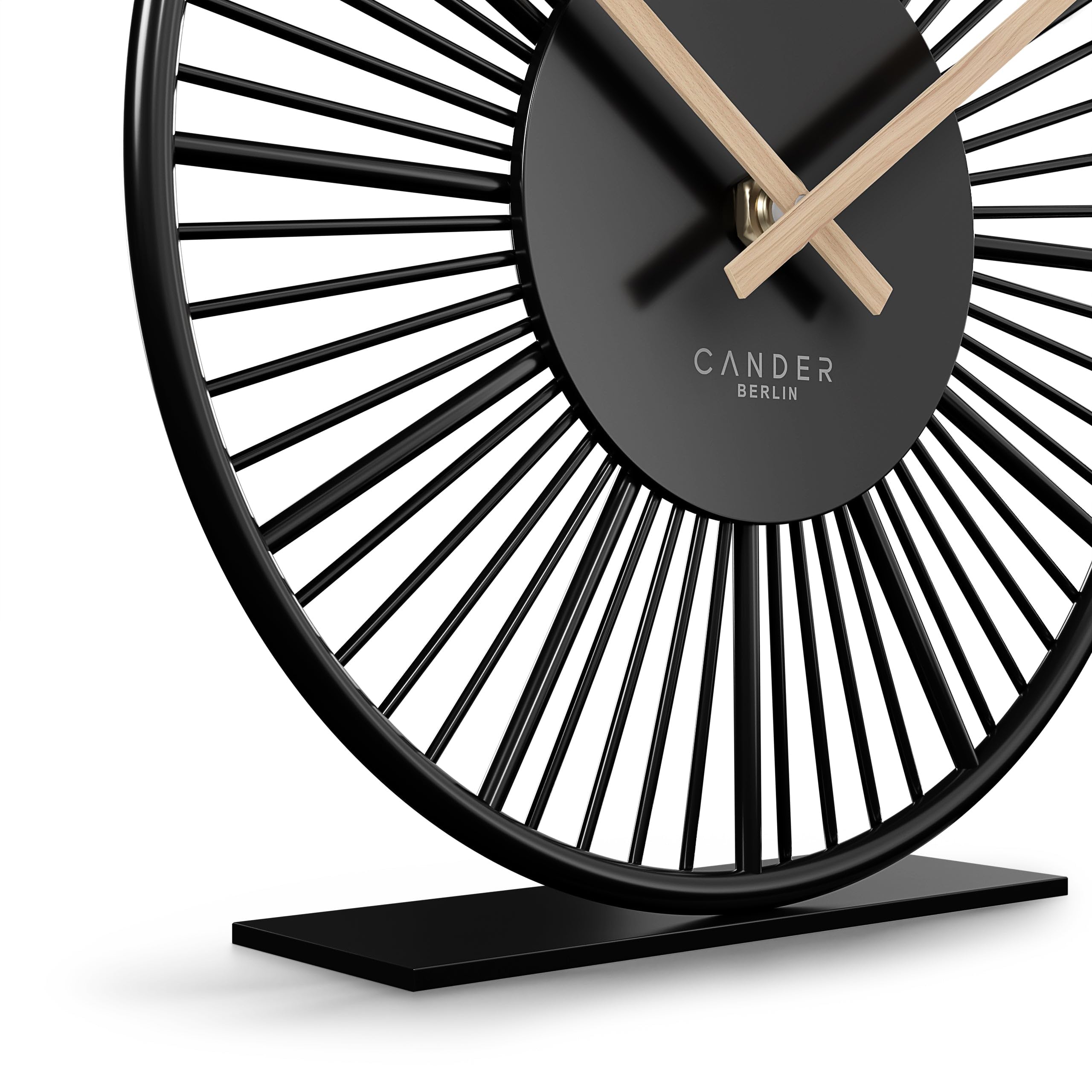 Cander Berlin BLORA Reloj de mesa silencioso 18 cm metal madera negro moderno