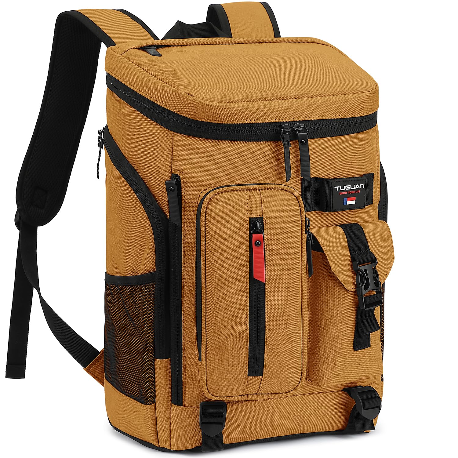 TUGUAN 30L Cooler Backpack 36 Cans Insulated Cool Bag Rucksack Leak Proof Picnic Backpack Lunch Bag for Men Work Lightweight Thermal Bag Women for Travel Camping Beach Cooler, Brown