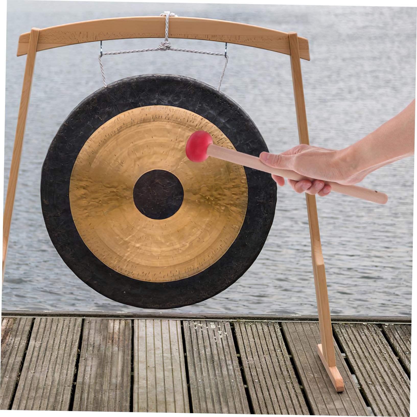 Hemobllo Mazzuolo Per Gong in Legno Punta in Gomma, Batacchio Per Tamburi e Xilofono, Mazzuolo Ergonomico Portatile Per Strumenti a Percussione, Accessorio Multistrumento Manico Resistente