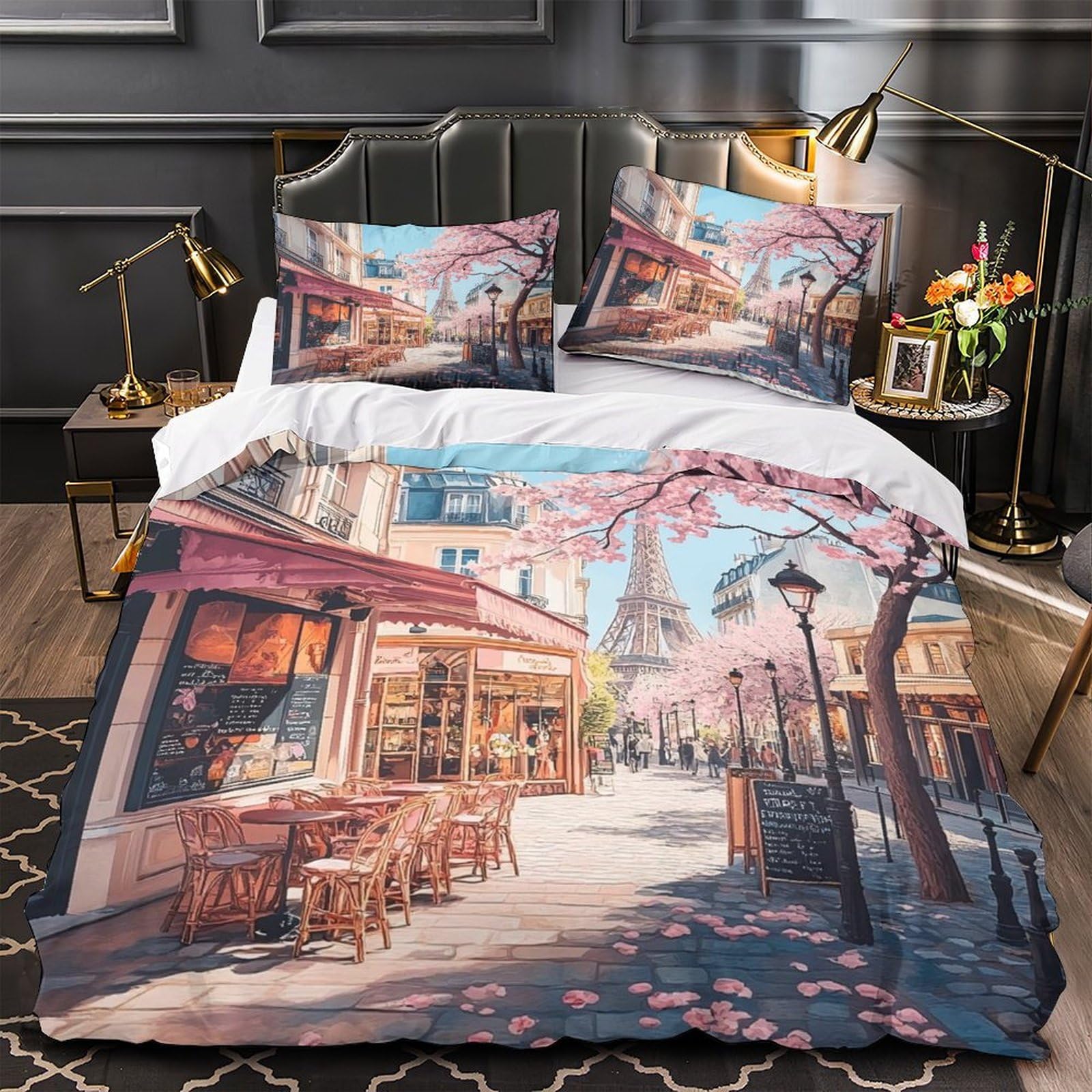 Parure de lit Paris 3D housse de couette microfibre pour chambre ado