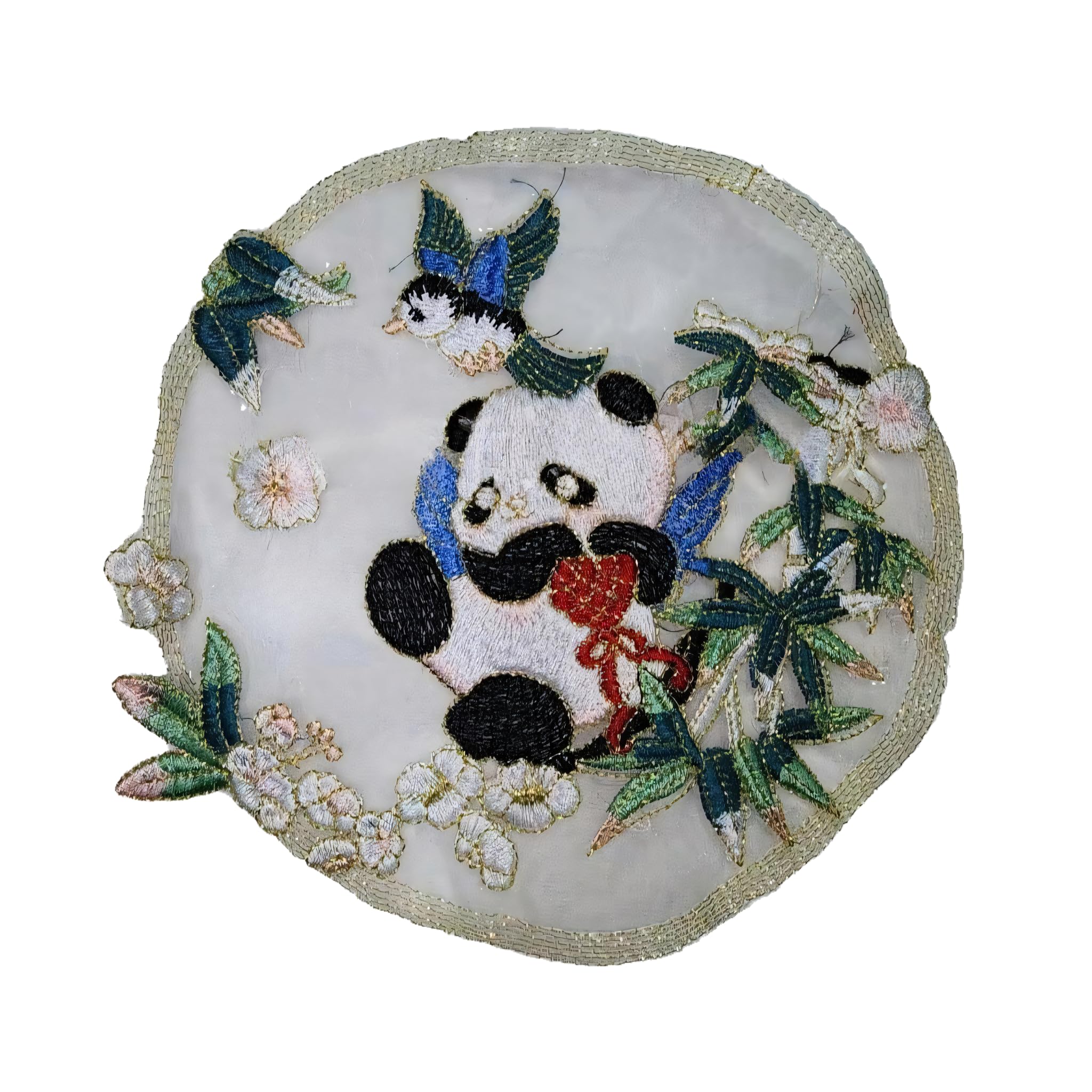 Naszywka haftowana 16 * 12CM 1/2PCS Gaza Panda Bambus Haft Naszywka Żelazko Aplikacje Chińskie Na Ubrania Naszywki Kurtkę Jeansową(2PCS)