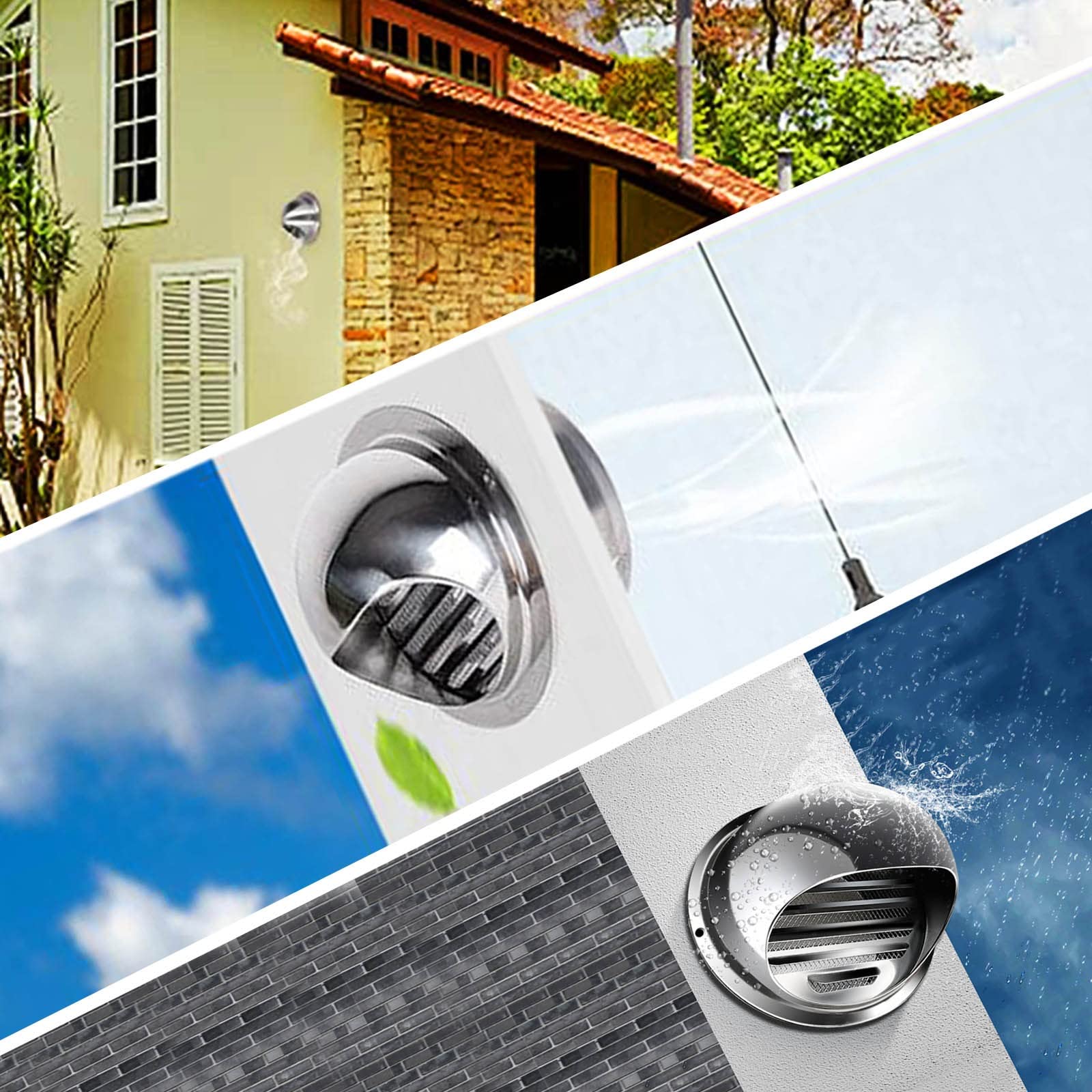 Grille De Ventilation en Acier Inoxydable 304, 80 100 125 150 180mm Ronde Murale Ventilation Hotte, Antis-Retour, Ventilation D'échappement, Grille D'Aération pour Bureau, Cuisine