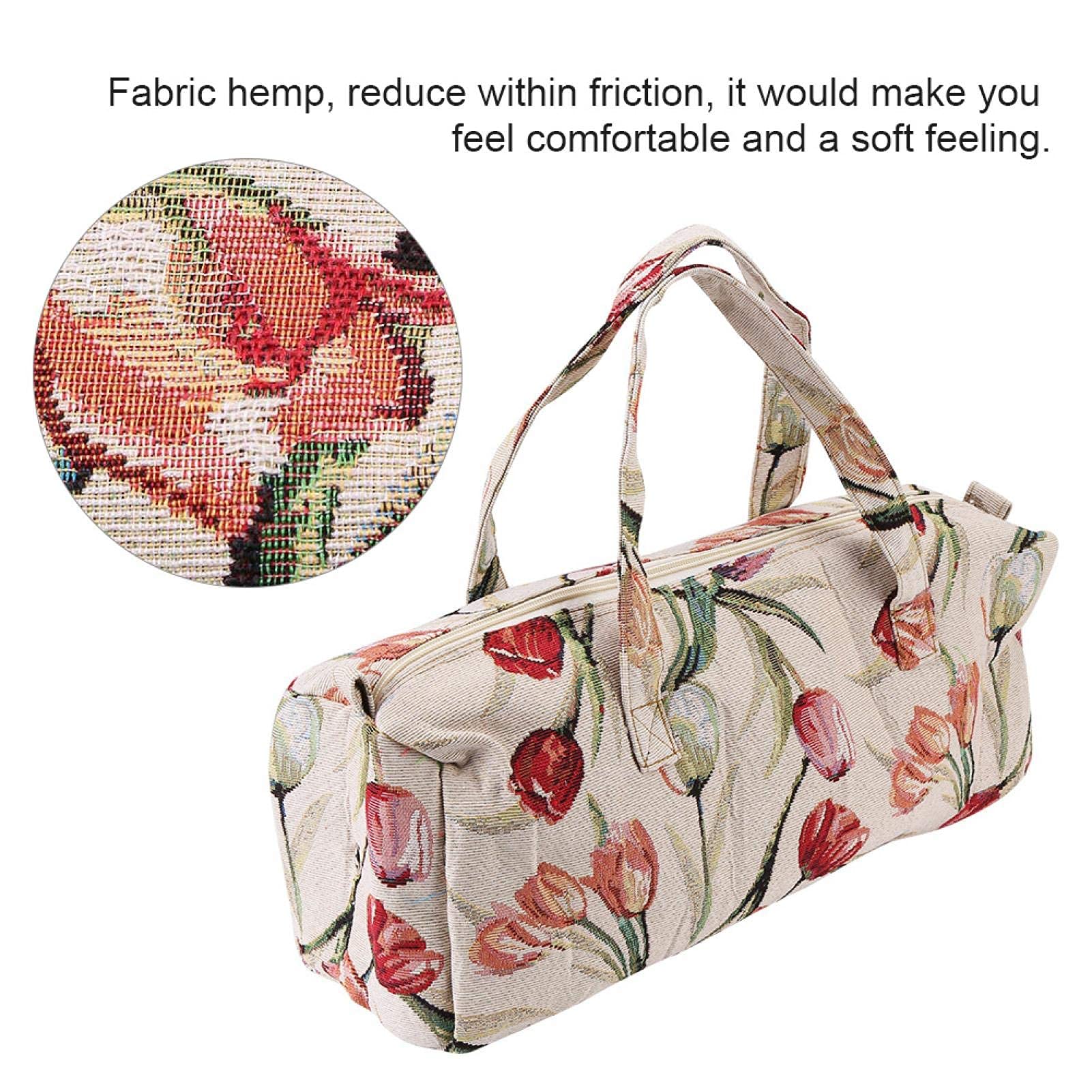 Oumefar Knitting Bag, Household Fabric Bag Crafts Bag for Knitting Needles Storage Sewing Accessories Needles Organizer Bag(Red Tulip) Cosmeticcase