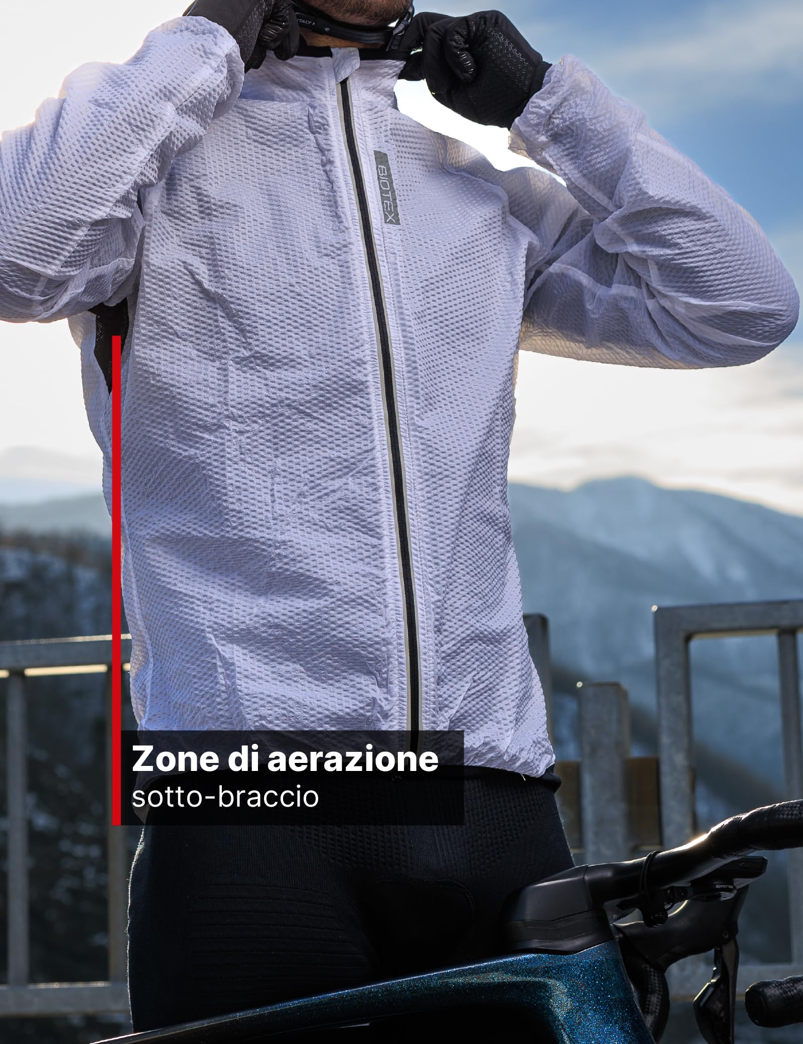 BIOTEX Mantellina Windjacket 3D BOLLE Unisex, Anti-vento e Ultra-Leggera, per Ciclismo e Running