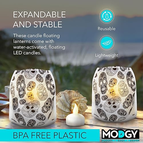 Miniatura 3 de Modgy - Velas luminosas (4 unidades, incluye pilas LED flotantes), ideal para bodas, fiestas, patios y celebraciones