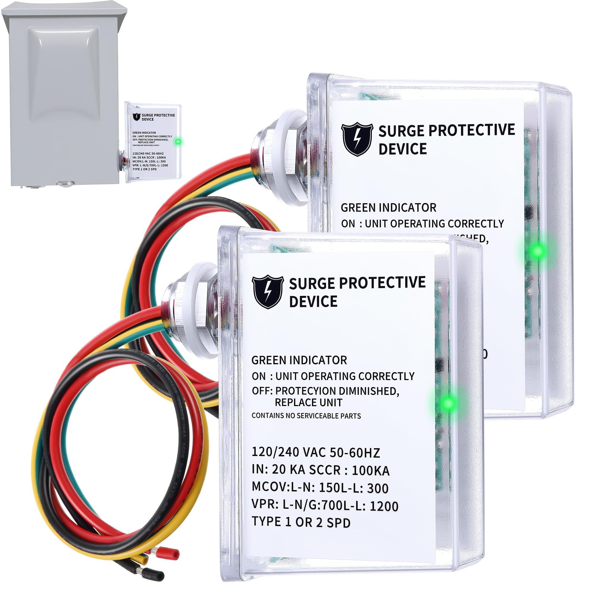 2pcs 120/240 VAC universale HVAC Surge Protector Compatibile con AG3000, protezione completa contro le sovratensioni, tre modalità L-G, L-L, L-N alloggiamento impermeabile proteggere