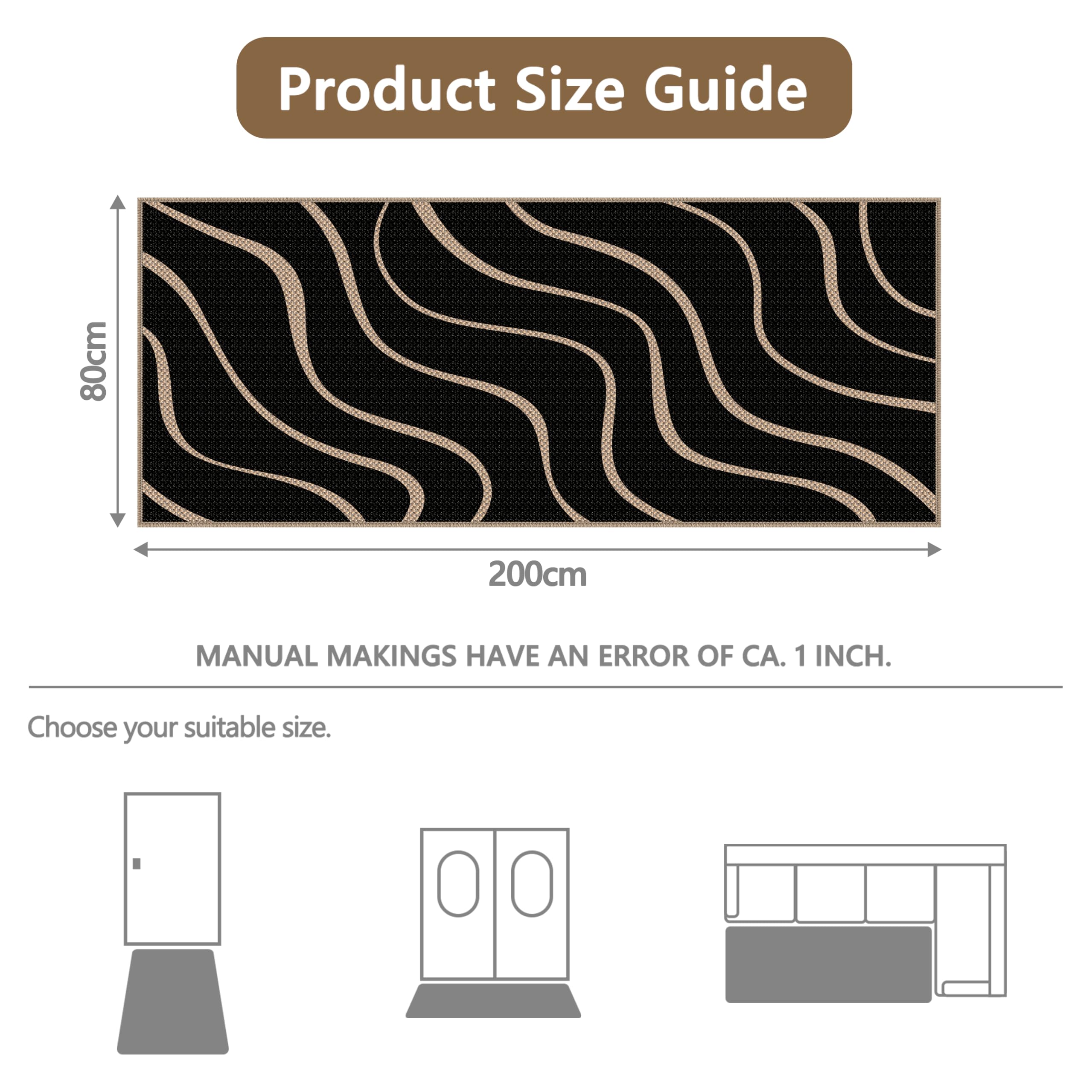 Capslpad Teppich Läufer Flur 80x200 cm, rutschfest Waschbar Lang Teppichläufer Modern Jute Aussehen Küchenteppich mit für Eingang, Wohnzimmer, Korridor und Küche