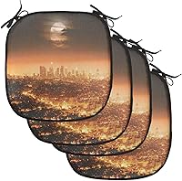 Vista 100 de Lunarable USA Chair Cushion Pad, American Cities Skylines Metropolis Architecture Sketch Style Hand Drawn Art Print, Seat Padding for Kitchen &