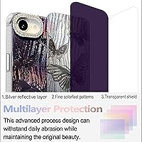 Vista 135 de I-MGAE-IN-AR - Funda diseñada para iPhone 12 y 12 Pro, diseño de mariposa plateada brillante, funda protectora de poliuretano termoplástico, suave