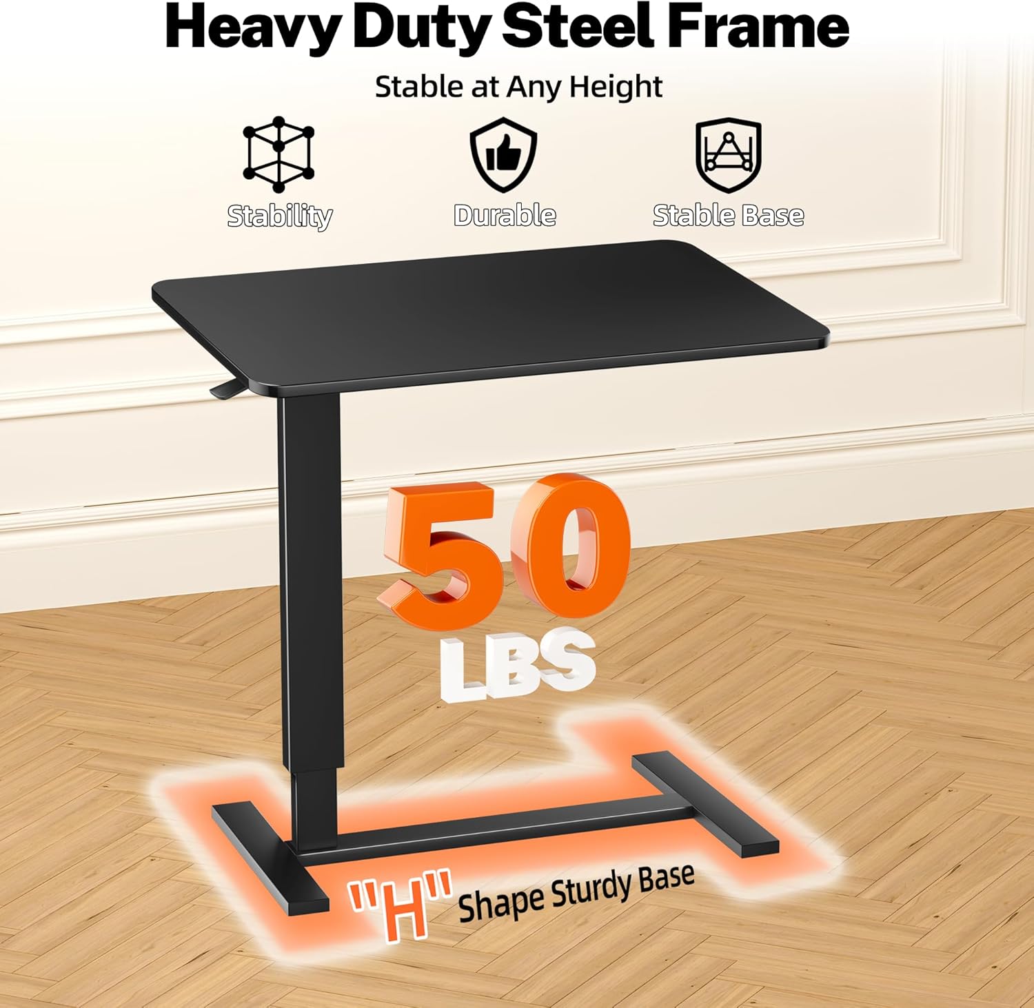 Adjustable Overbed Bedside Table with Wheels(31.2" W), Hospital Bed Table Over The Bed, Mobile Standing Desk Rolling Computer Cart, Laptop Desk with Hidden Casters