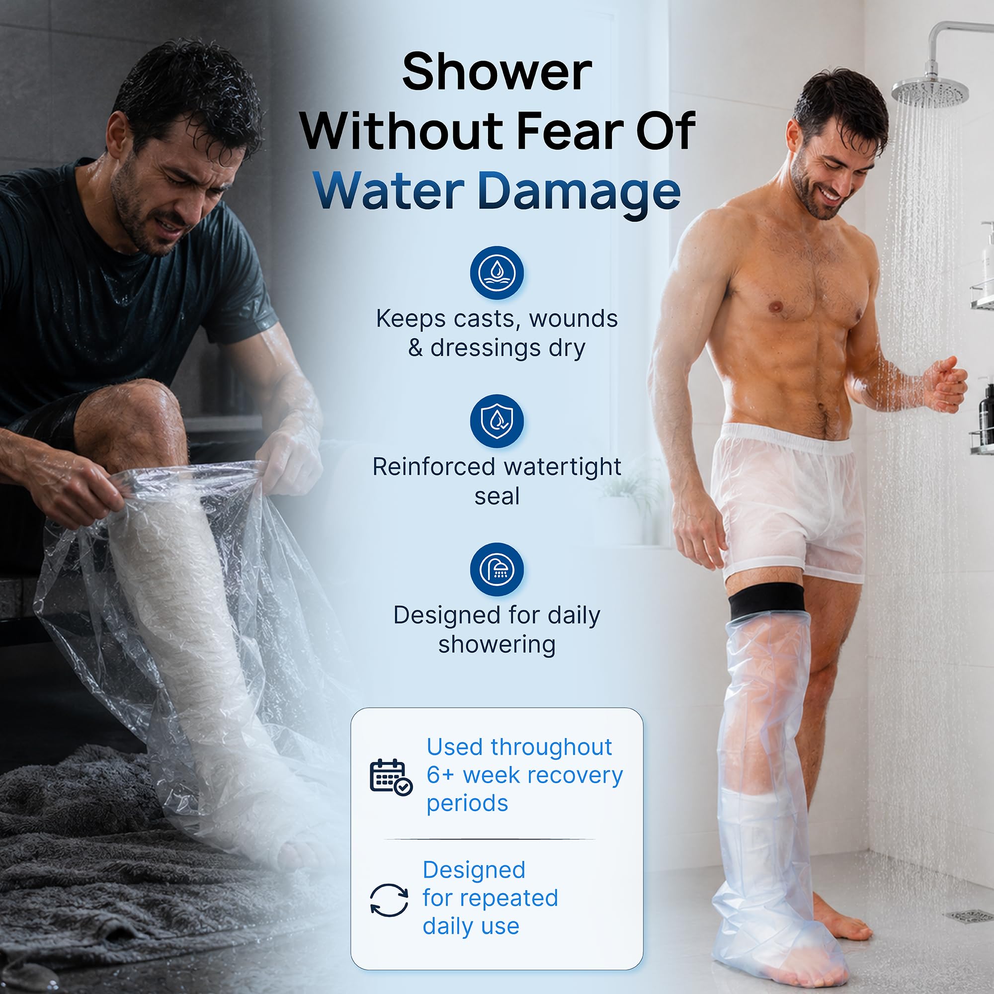 Protector impermeable de molde y vendaje (pierna larga para adultos)