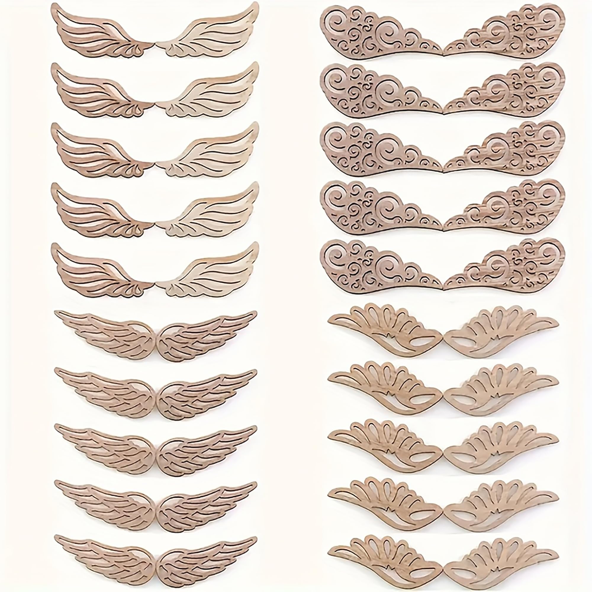 Cliths 40 Pcs Wooden Angel Wings Cutouts for Crafts DIY Paintable Shapes for Kids Art, Wedding Decorations, Home & Festival Hanging Ornaments 4